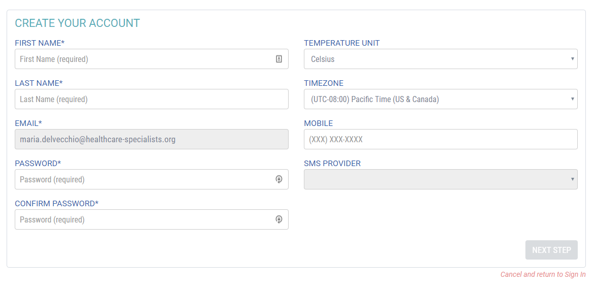 Creating an Account from an Invitation Email
