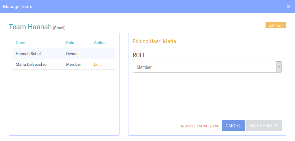 Editing a member's role
